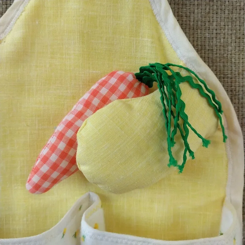 Vintage Nursery Fabric Hanging Baby Crib Storage Organizer  Pockets Yellow Bunny
